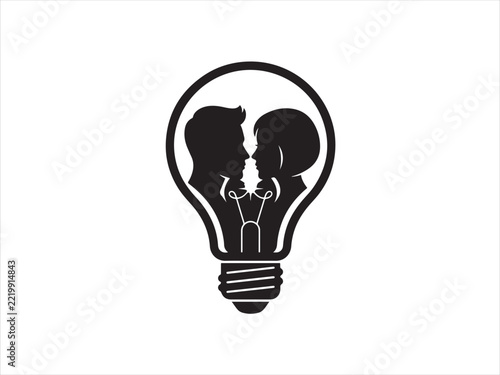 two silhouettes facing each other inside.