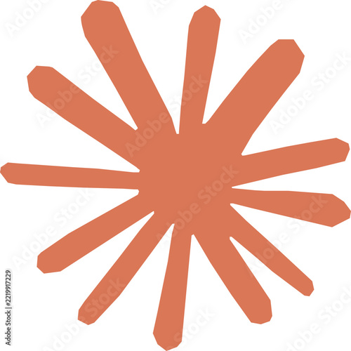 flat terracotta orange starburst icon with uneven radiating lines for ui design