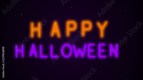 Happy Halloween Neon Sign Text Animation.