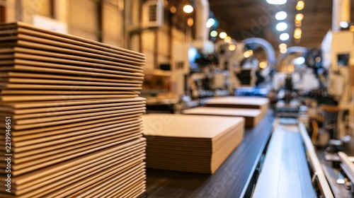 Stacks of corrugated cardboard stand tall