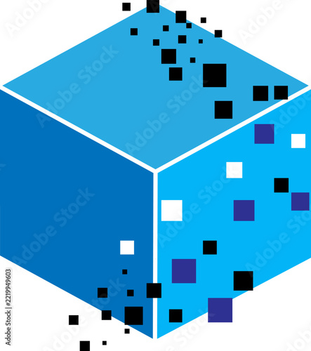 Abstract digital pixel cube logo, geometry design for technology, corporate, flyer, template and presentation