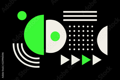 Abstract Geometric Shapes in Neon Green and Ivory
