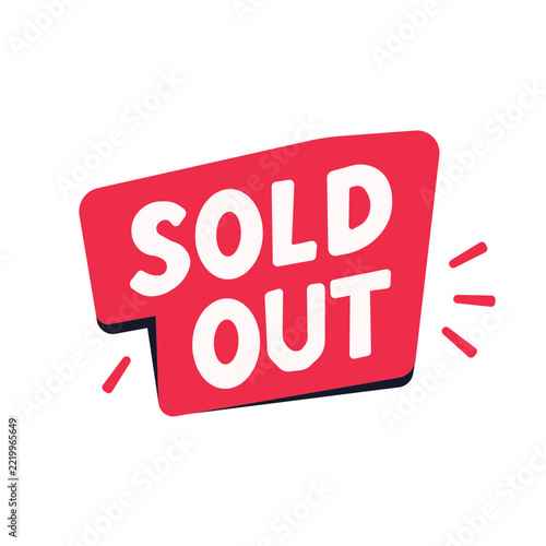 Sold out red sticker label for e commerce retail marketing and online