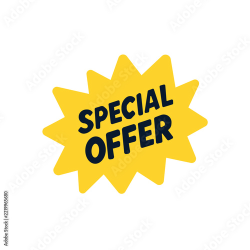 Yellow starburst special offer promo label for e commerce marketing