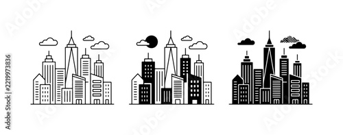 City skyline vector illustration for logo or signage