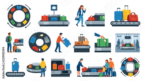 Airport Baggage Claim and Security Collection - Isolated Elements