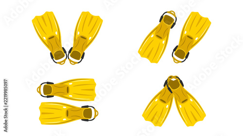 Yellow Swim Fins - Isolated on Transparent Background
