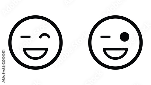 Happy smiling face emoji pair with wink