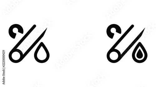 Black scissors with water droplet icons
