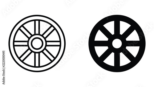 Simple vintage wagon wheel vector illustration