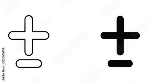 Minimal plus and minus icon set