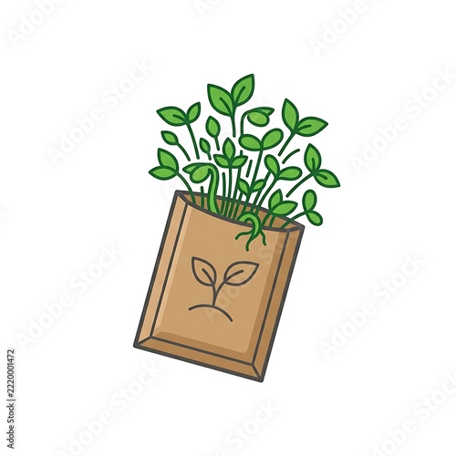 Sprouting Seeds in Paper Packet Illustration