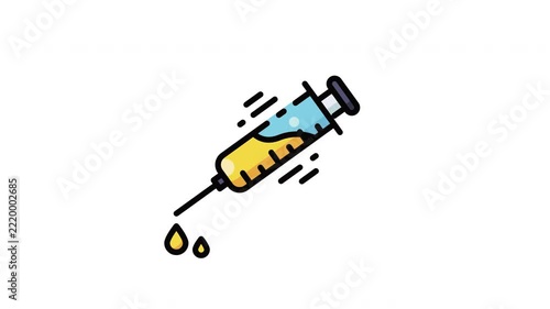 Medical icon depicts syringe and vaccine drop, representing injection, immunization, prevention, and healthcare ideal for hospitals, health campaigns, and apps.