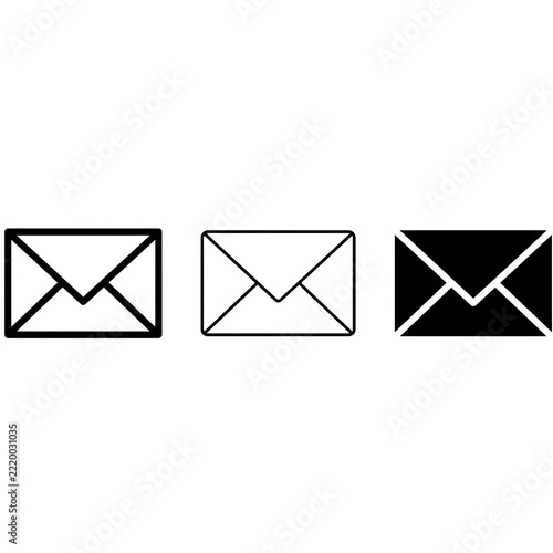 Minimalist email envelope icons set isolated on transparent background
