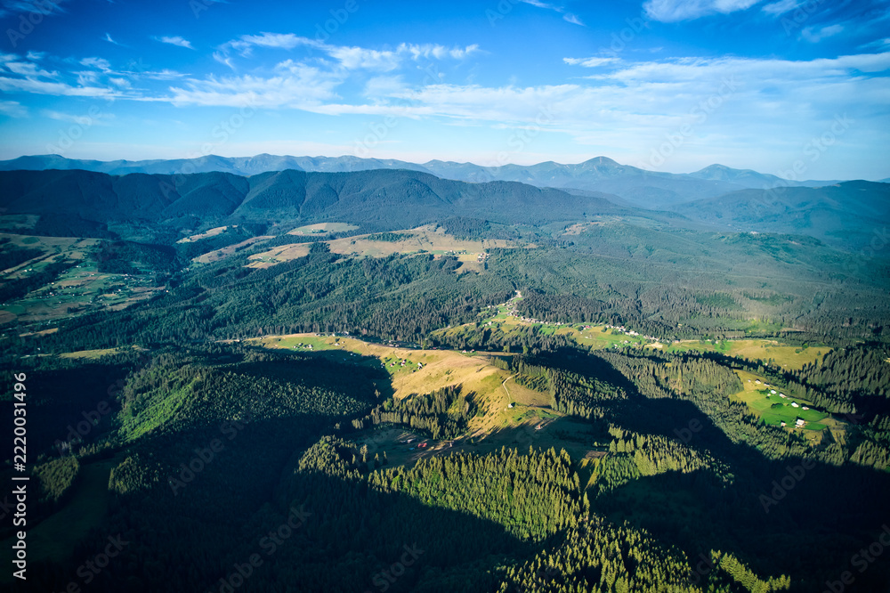 Fototapeta premium Aerial view of mountain hills