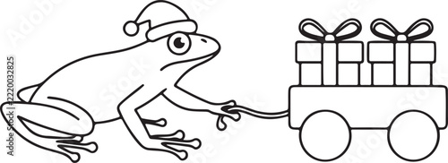 frog coloring page for Christmas day vector design art illustrator