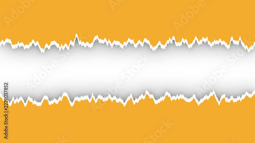 Vibrant orange torn paper background with shredded edges and a central white window slot for custom design text placement and creative graphic compositions