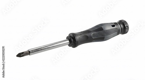 Black handle phillips screwdriver isolated on white background for