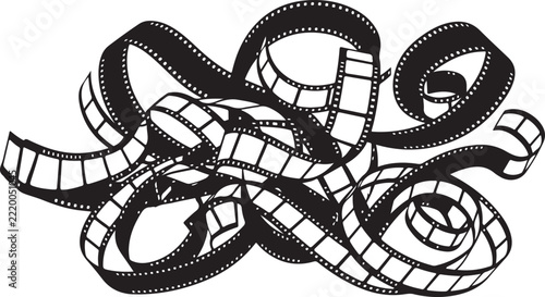 Unrolled 35mm film strip icon illustrating cinematography and photography with camera film