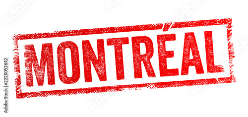 Montreal text stamp concept about the largest city in Quebec, Canadian travel destination, French speaking culture, tourism, festivals, Old Montreal landmarks, urban life and North American metropolis