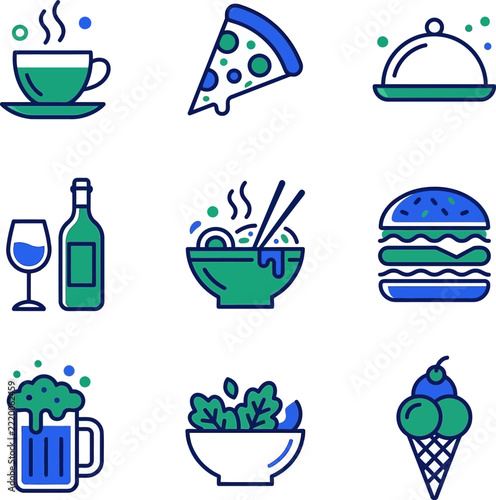 Food and Drink Icons Collection Set for Restaurant Digital Menu Design