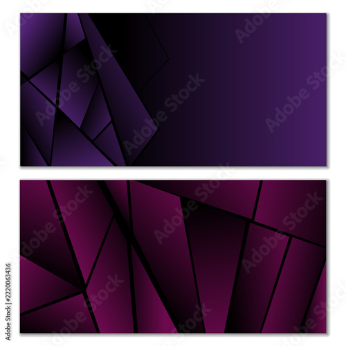 Abstract polygonal pattern. Set of two dark gradient polygonal backgrounds. Background design, cover, postcard, banner, wallpaper