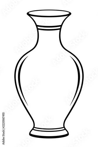 Classic Ceramic Flower Vase Vector Icon - Black and White Decorative Urn Graphic Illustration
