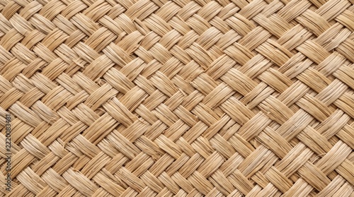 Natural Woven Raffia Straw Texture Seamless Diagonal Braided Pattern