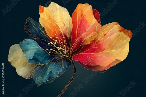Colorful Abstract Flower Design With Modern Artistic Flair and Elegance Generative AI