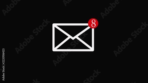 8 message box shape icon animation video notice receive massage animated sign symbol. Message mail box,  on black background.