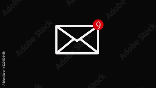message box shape icon animation video notice receive massage animated sign symbol. Message mail box,  on black background.