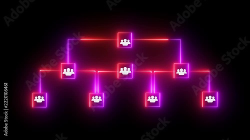 Global networking team work neon line animation  on black background and business networking team working neon line animation business team concept working success..