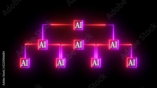 Ai tools or neon box. function for Agentic AI black background. Multi agent AI systems, Automate daily Tasks Smart AI solutions improve efficiency, 