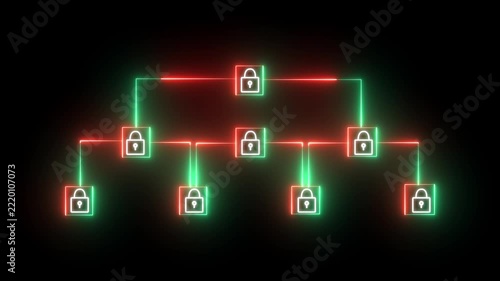 Animated security lock or padlock icon on black background. Lock icon animation for cyber security data protection, system privacy, safety, business privacy password concepts