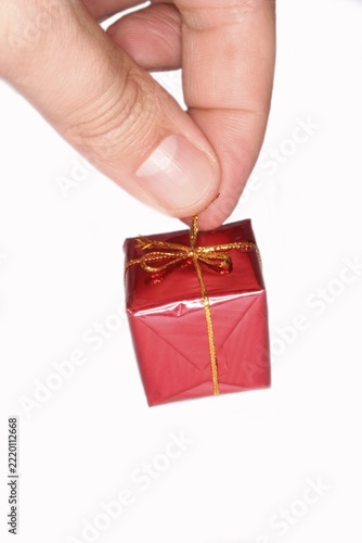 Hand holding a tiny package