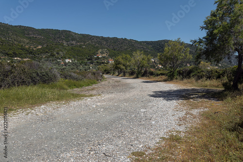 Agios Dimitrios, white pebbled beach, located on the eastern side of Alonnisos, Greece