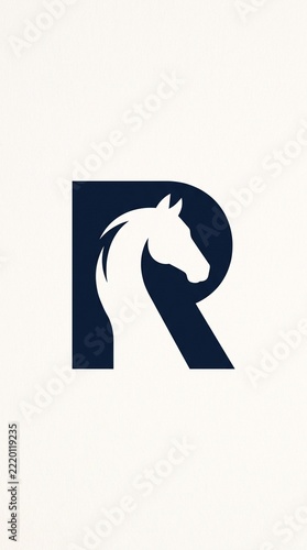 Letter R horse logo concept with negative space animal vector illustration