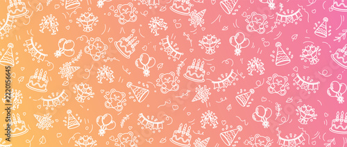 Doodle gradient background with birthday celebration party for creative projects.