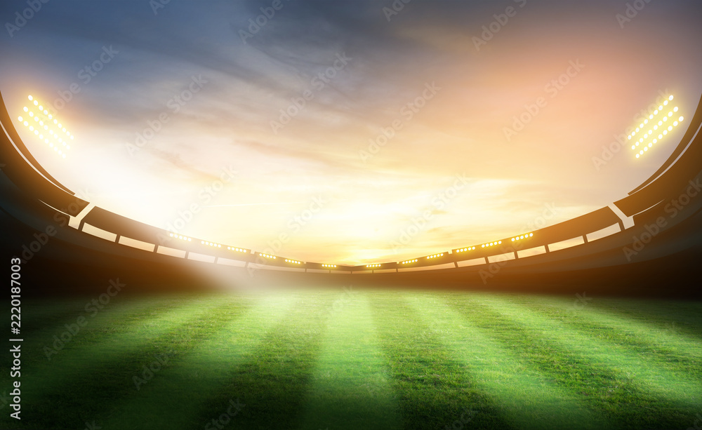 Fototapeta premium lights at night and stadium. Football stadium at night.