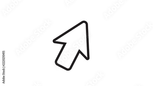 Minimalist black mouse cursor arrow drawing line by line on a clean white background.