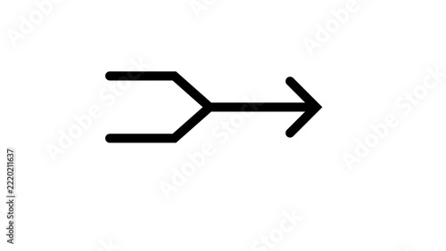 Converging lines forming single right arrow symbol for data flow or process integration.