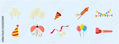 A set containing 10 celebration icon designs. Flat vector icon.
