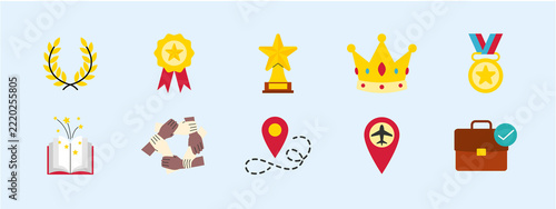 A set containing 10 celebration icon designs. Flat vector icon.