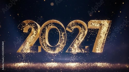 Sparkling 2026 and 2027 numbers with festive glitter and bokeh during a celebratory event