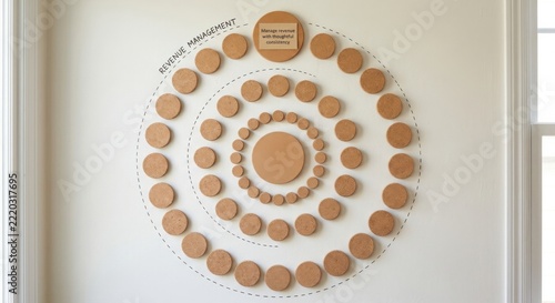Structured Arrangement of Cork Circles Representing Revenue Management Strategy