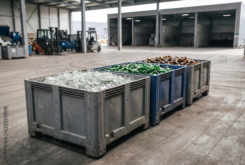 Sorted recycled glass ready for reuse at a recycling facility