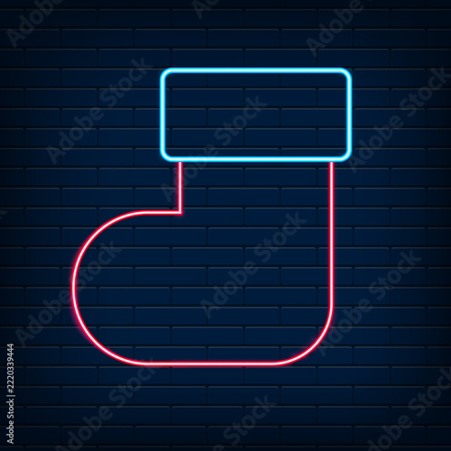  Christmas themed sock neon illustration