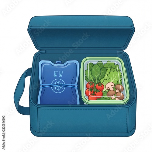 Insulated Cooler Bag with Ice Pack and Fresh Salad Container