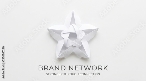 White Origami Star Paper Art on Minimalist Background