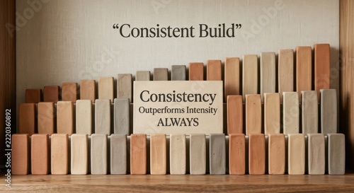 Wooden Blocks Arranged to Represent a Consistent Build and Message of Consistency